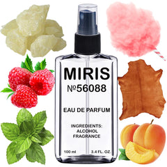MIRIS No. 56088 bottle with spray cap showing luxurious leather scent.