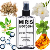 MIRIS No. 570694 bottle front shows a sleek unisex perfume for daily wear.