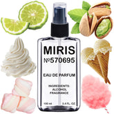 MIRIS No. 570695 bottle front view, pistachio gelato-inspired fragrance for daily elegance.