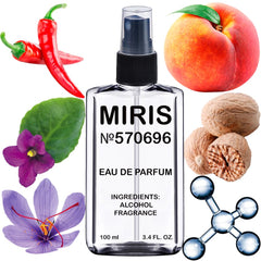 MIRIS No. 570696 top notes saffron and red chilli introduce a bold scent.