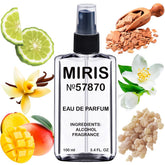 MIRIS No. 57870 Fame bottle front view shows refined woody-floral tones for daily elegance.