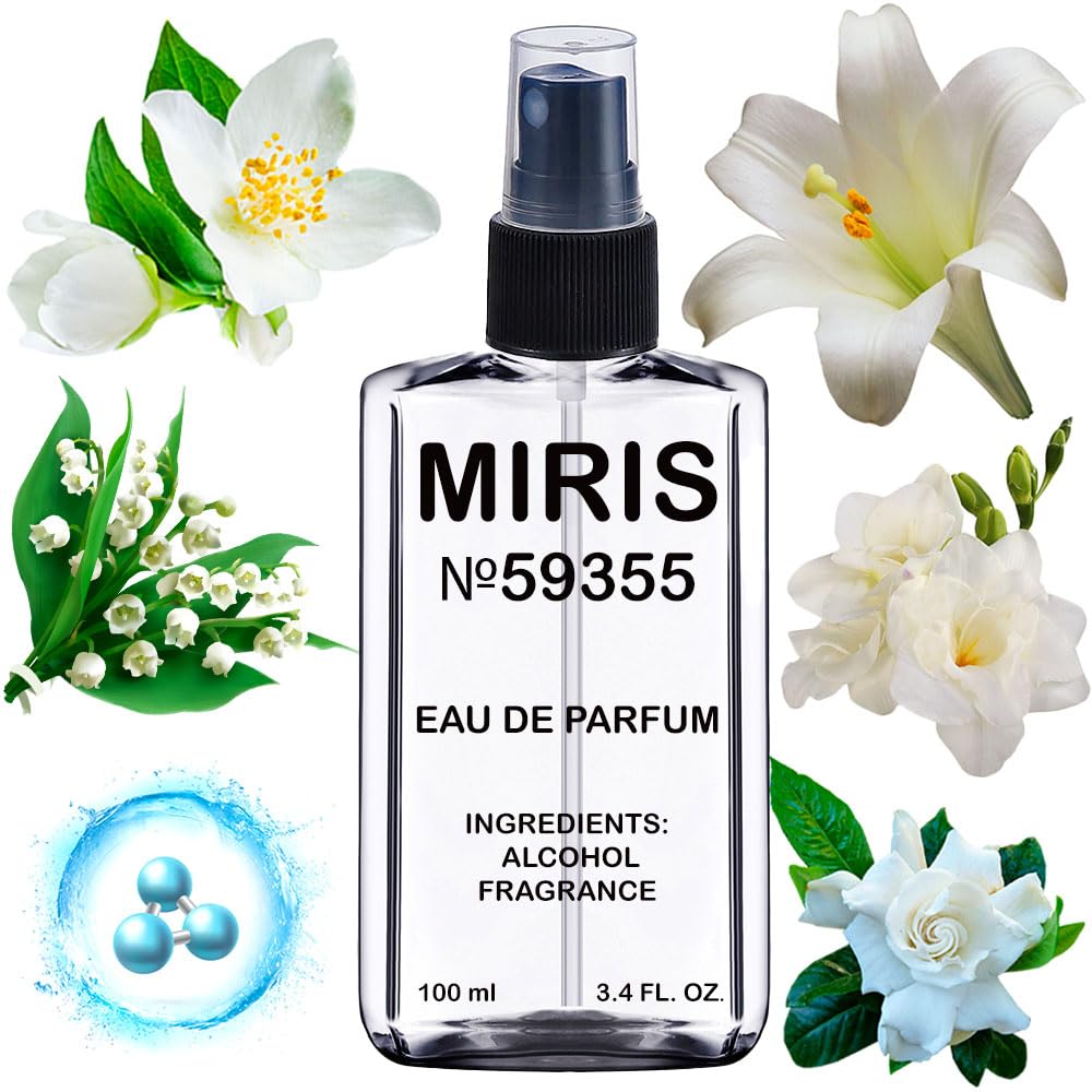 MIRIS No. 59355 front bottle view showcases minimalist design and premium floral fragrance.