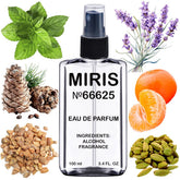 MIRIS No. 66625 bottle front highlights premium woody-oriental fragrance for men.