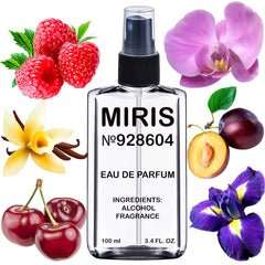 MIRIS No. 928604 Midnight Fantasy bottle on display, long-lasting floral scent for evenings.