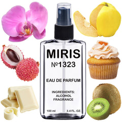MIRIS No.1323 bottle front shows a premium floral-fruity scent for everyday wear.