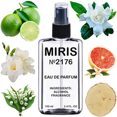 MIRIS No. 2176 bottle inspired by Jour Pour Femme, floral fragrance on display.