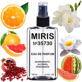 MIRIS No. 35730 bottle front view showing sleek floral-fruity design for daily elegance.