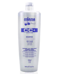 Mirna Professional Anti Yellow Shampoo bottle closeup showing gentle pH care for color