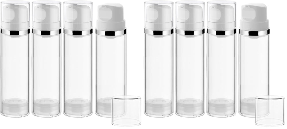 Mirrline airless pump bottle 150ml front view, compact travel-friendly design.