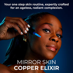 Texture swatch of MIRROR SKIN Copper Peptides Serum shows smooth application.