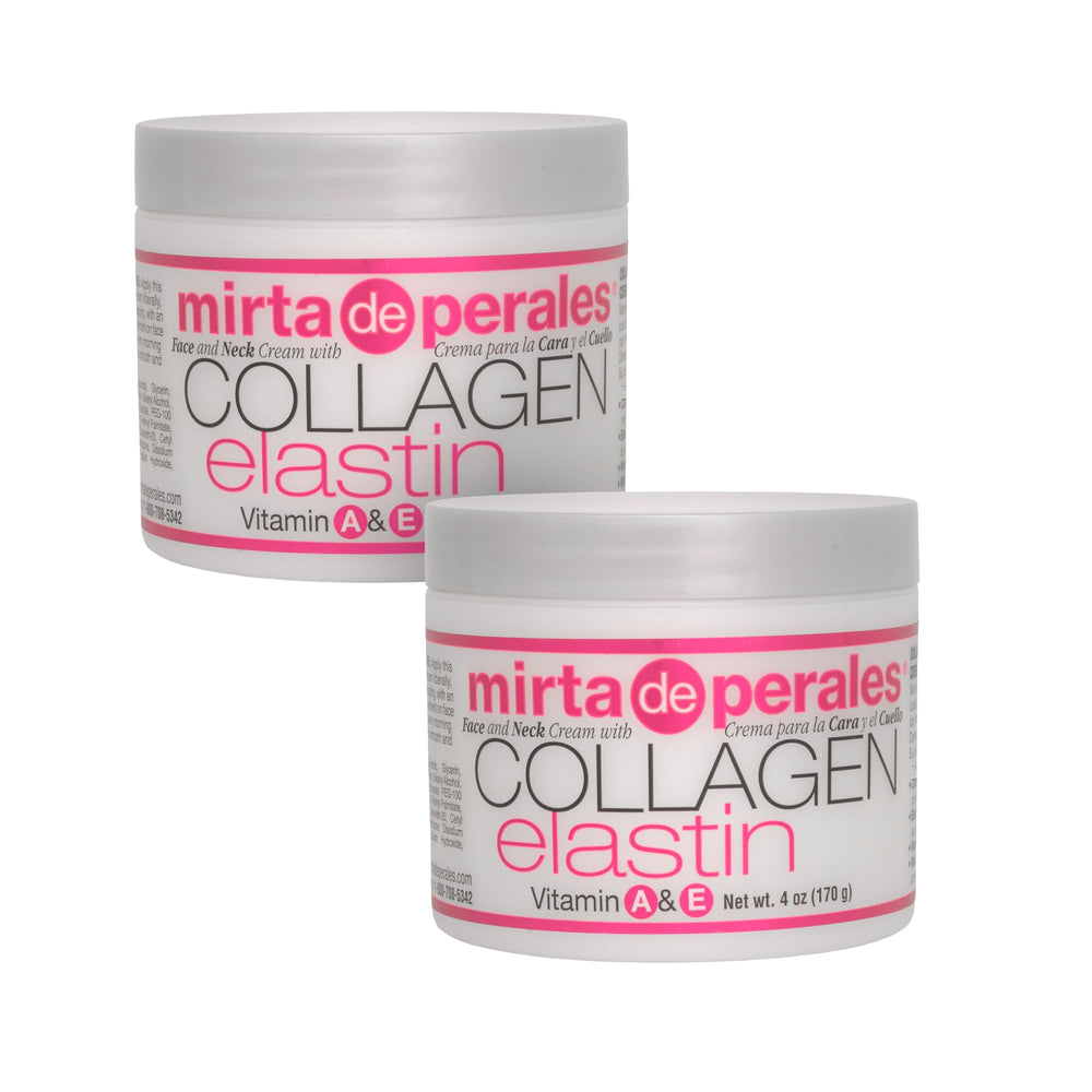 Mirta De Perales Collagen Elastin Cream front view in 2-pack highlighting convenient daily hydration.
