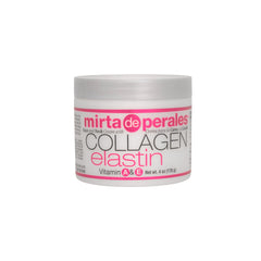Mirta De Perales collagen elastin face cream jar showing rich hydration texture for daily use