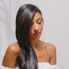 Image demonstrates heat protection for styling with dryers and irons.