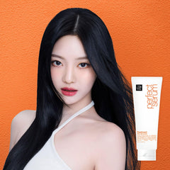 Mise En Scene Perfect Serum Treatment coats hair for a glossy finish.