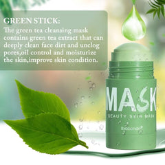 MISS OCEAN Green Tea mask on face during cleansing session.