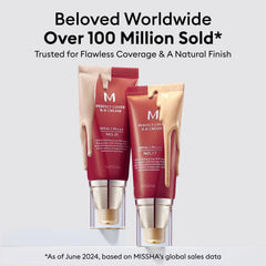 Close-up texture of Missha M Perfect Cover BB Cream showing light coverage