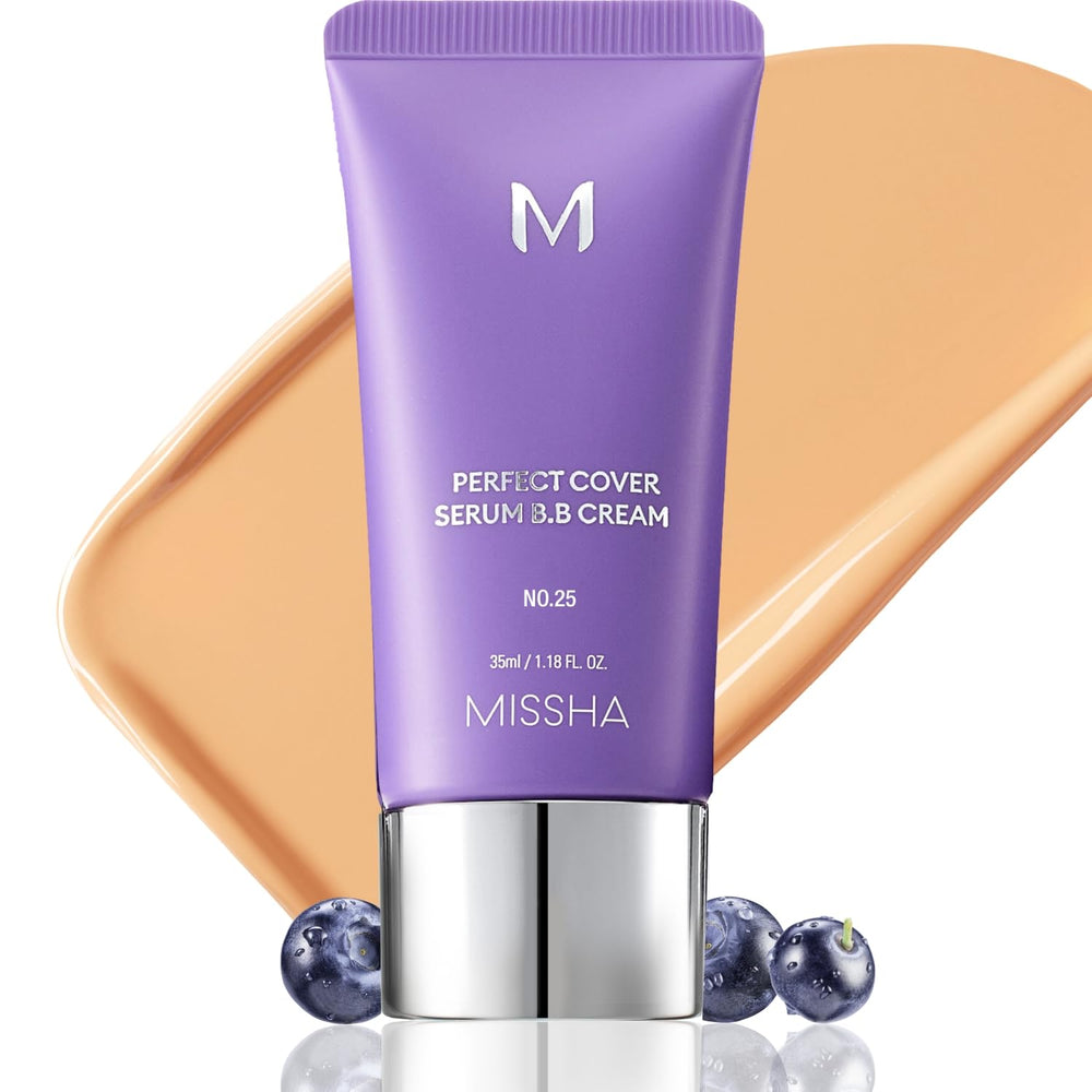MISSHA M Perfect Cover Serum BB Cream No.25 warm beige packaging for quick daily use.