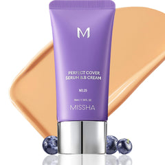 MISSHA M Perfect Cover Serum BB Cream No.25 warm beige packaging for quick daily use.