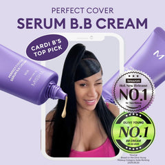 MISSHA M Perfect Cover Serum BB Cream No.25 swatch with warm undertone for seamless shade match.