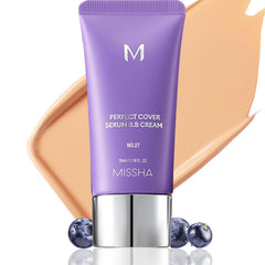 MISSHA M Perfect Cover Serum BB Cream No.27 bottle delivers luminous skin tint