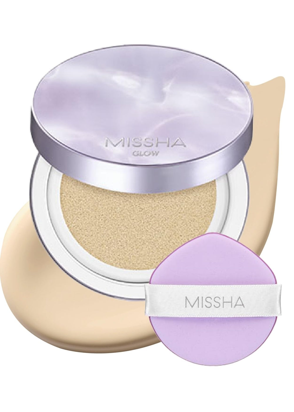MISSHA Serum Cushion Glow Layering Fit bottle offers buildable coverage for radiant skin.