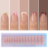 Misssix XBASICTIPS French tip nails close-up showing natural fit for quick wear.