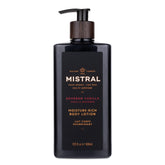 Mistral Bourbon Vanilla body lotion bottle with hydrating formula for daily use.