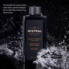 Shower scene with Mistral Golden Tobacco for spa-like ritual