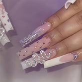 MISUD long square press-on nails with French tip for at-home manicure