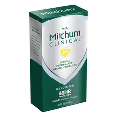 Easy-apply Mitchum soft solid deodorant glides onto clean underarms.