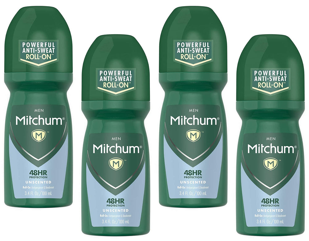 Mitchum Invisible roll-on bottle with unscented formula for long-lasting freshness.