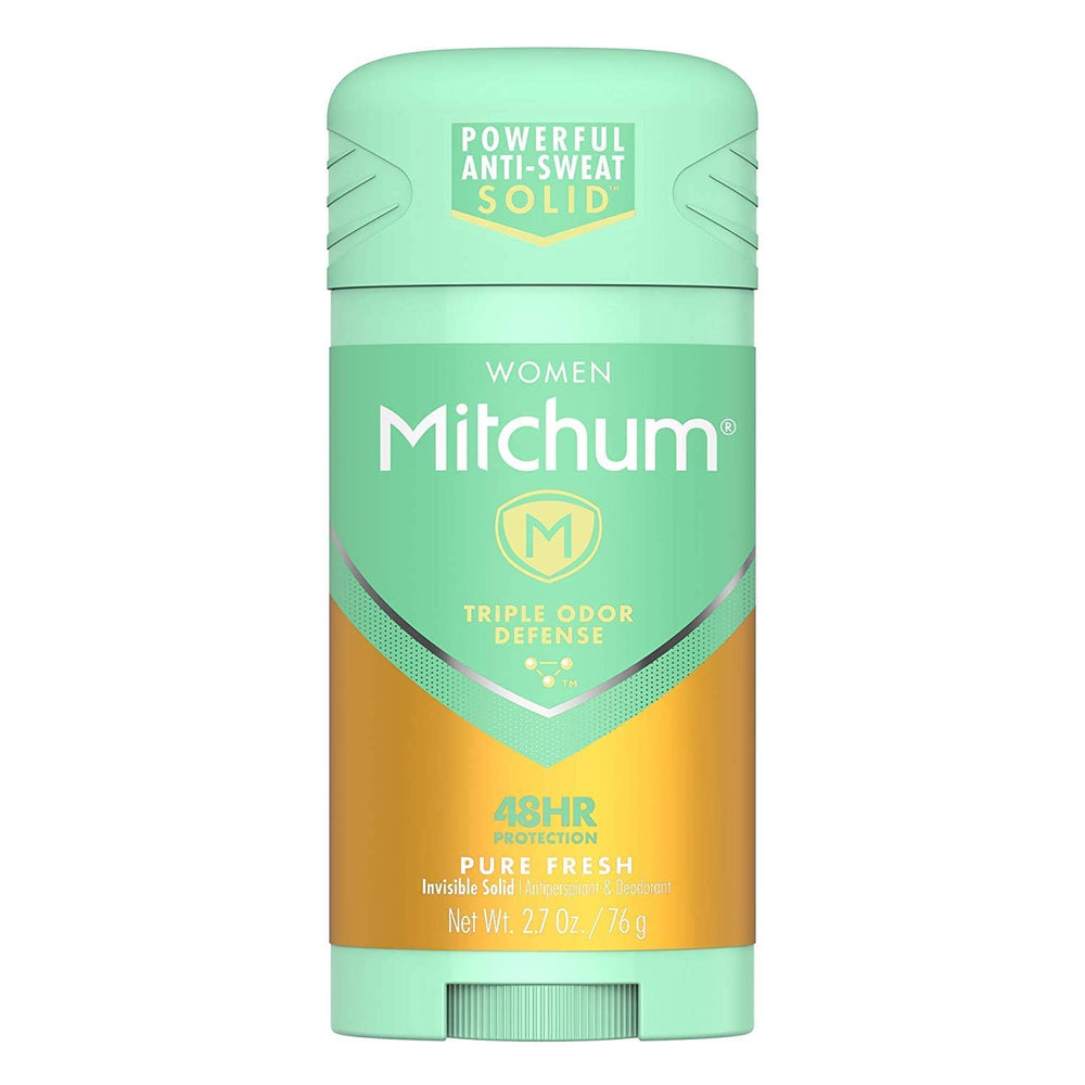 Mitchum Women Triple Odor Defense invisible solid with Pure Fresh fragrance provides all-day odor protection.