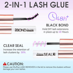 Miuffue deep cleansing lash remover with spiral brush cleans adhesive.