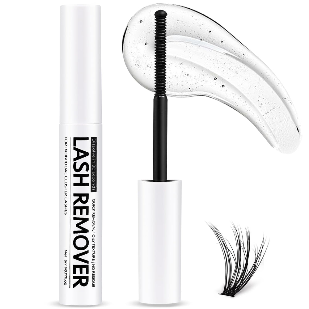 Miuffue eyelash glue remover bottle pour gently dissolves cluster glue for quick removal.