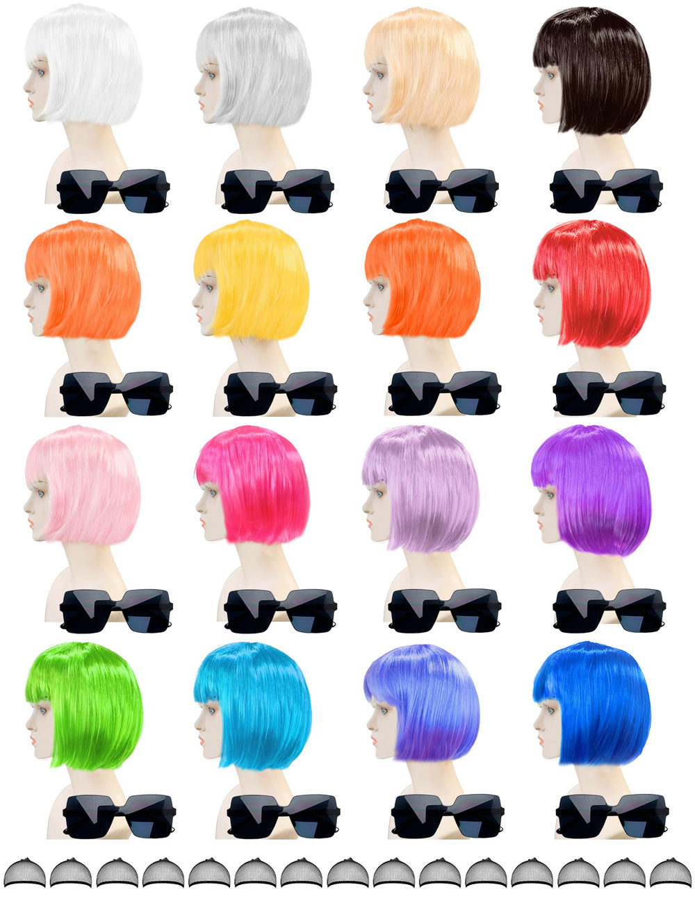 MIUSKATL neon bob wig with bangs for bold party looks