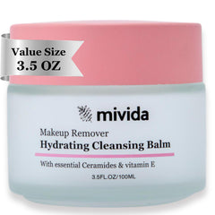 Mivida makeup melting cleansing balm jar ready for application and makeup removal.