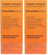 Mixed Chicks Straightening Serum bottle front view with heat protection packaging.
