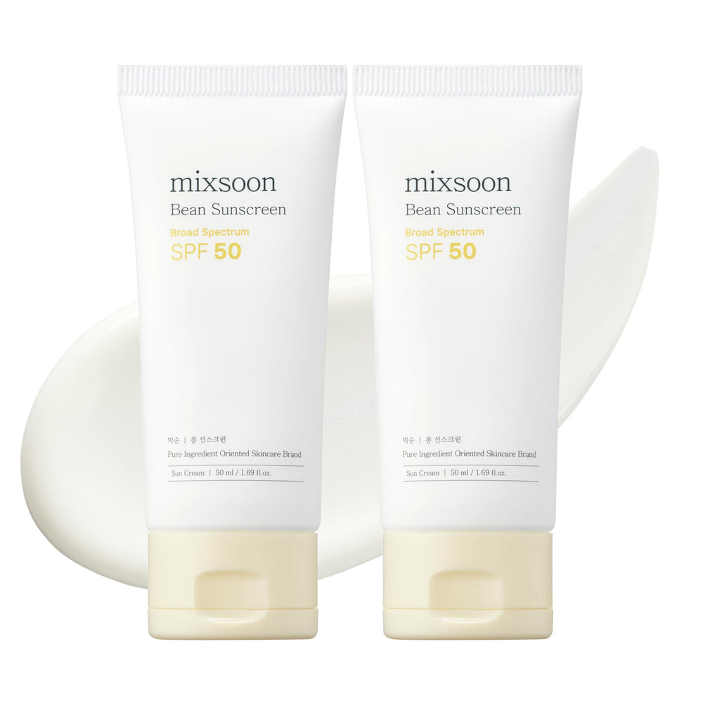 Mixsoon Bean Sunscreen bottle demonstrates lightweight UV protection with a non-sticky finish for outdoor use.