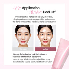 Application close-up of Mixsoon Glass Skin Mask demonstrates smooth, even spread on skin.