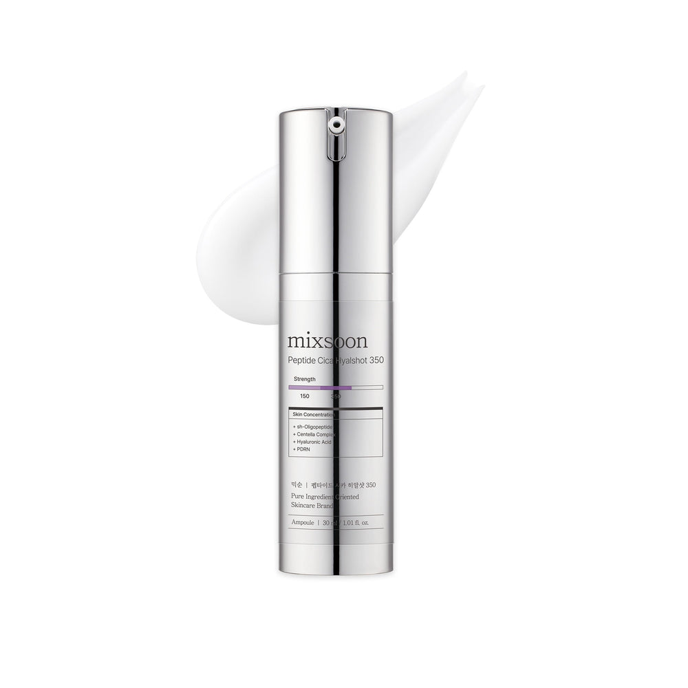Mixsoon Peptide Cica Hyalshot 350 bottle highlighting lightweight hydration for sensitive skin