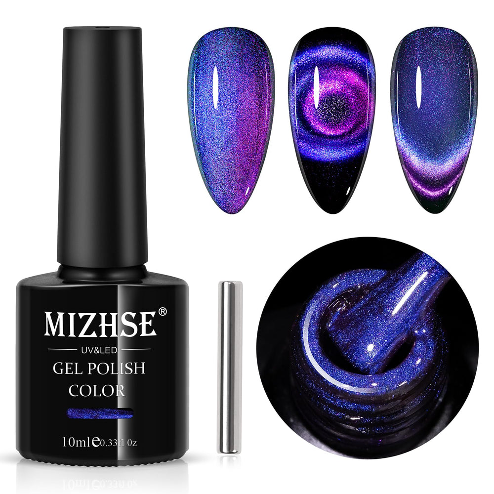 MIZHSE 9D cat eye gel polish in purple pink with magnetic shift for dazzling DIY nails