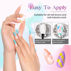 MIZHSE Blooming Gel layer applied before curing to form blooming patterns.