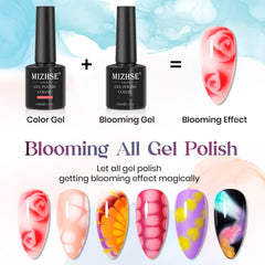 MIZHSE Blooming Gel art pen used to sketch blossom designs on nails.