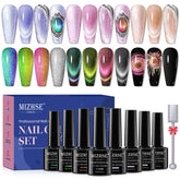 MIZHSE cat eye nail polish set with 8 colors for salon quality DIY nails