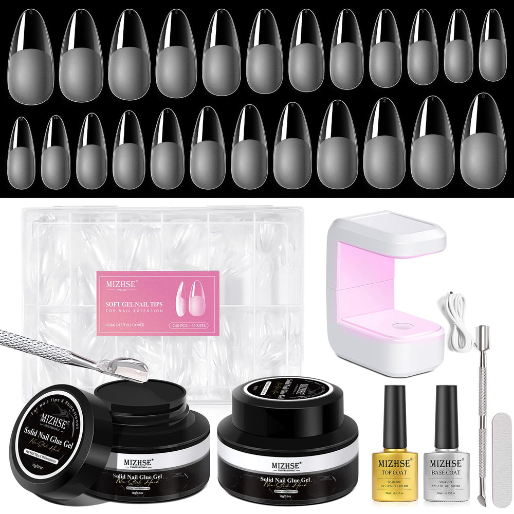 MIZHSE gel nail kit portable lamp for quick at-home curing.