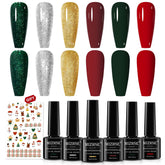 MIZHSE gel nail polish set with six colors for festive nails at home