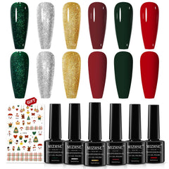 MIZHSE gel nail polish set with six colors for festive nails at home
