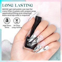 Close-up of watercolor bloom on nails using MIZHSE polish