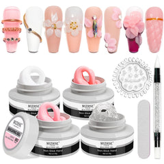 MIZHSE solid builder gel kit with four colors for versatile extensions.