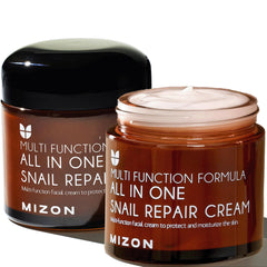 MIZON All-in-One Snail Repair Cream two-pack provides rich hydration and daily care.